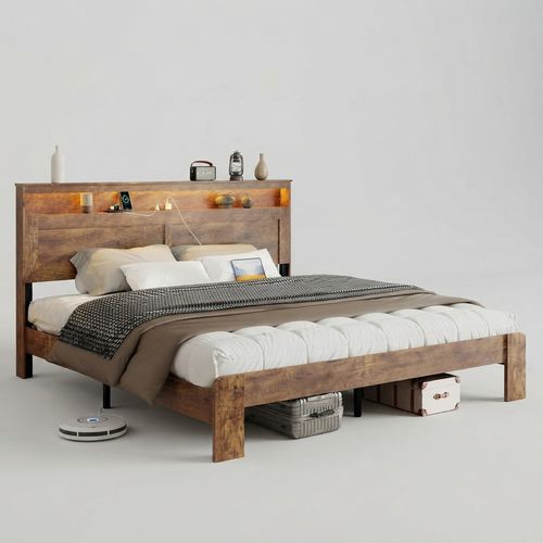 King Size Wooden Bed Frame with Headboard