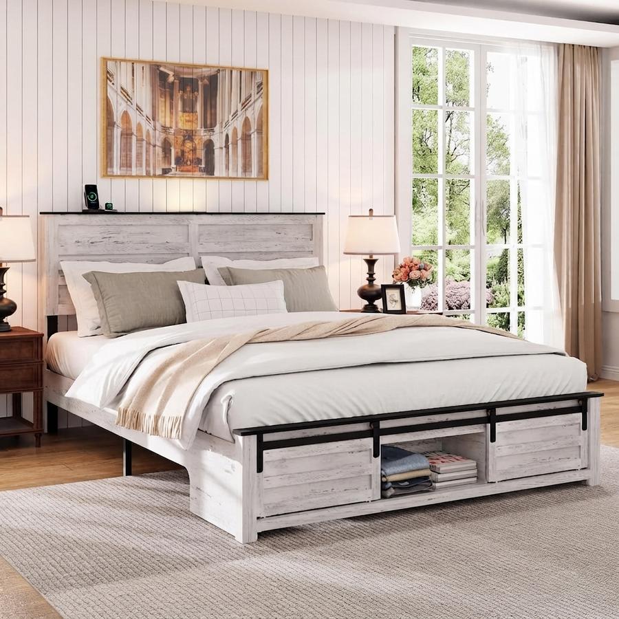 Queen Size Wooden Bed Frame with Headboard