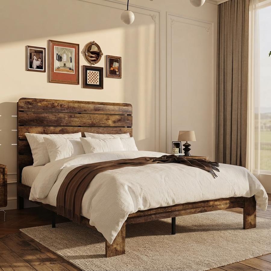 Queen Size Wooden Bed Frame with Headboard
